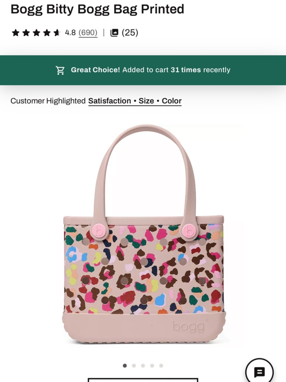 BOGG BAG Bitty Tote in Pink Multi Leopard Print